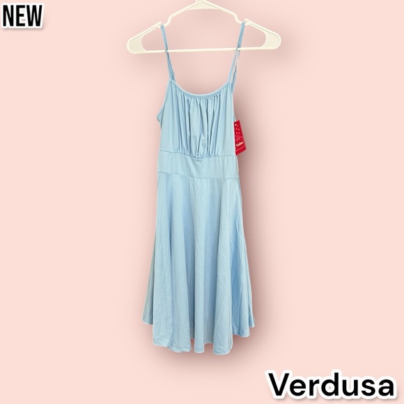 verdusa Dresses & Skirts - New Verdusa Baby Blue Flowy Mini Dress Adjustable Straps